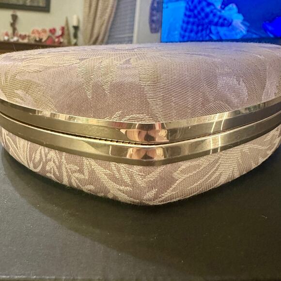 VTG Mundi Jewelry Presentation Travel Box Lavender Cream Damask Heart Brocade - Picture 6 of 14